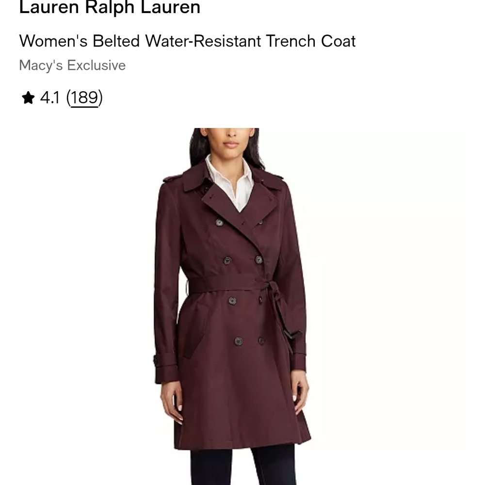 Lauren Ralph Lauren Women's Deep Red Trench Coat